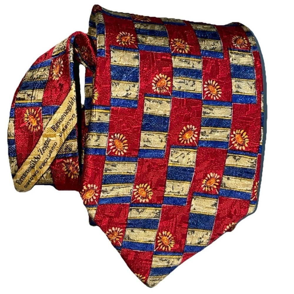 Ermenegildo Zegna Limited Edition Flowers Red Yellow Blue 100% Silk Gorgeous